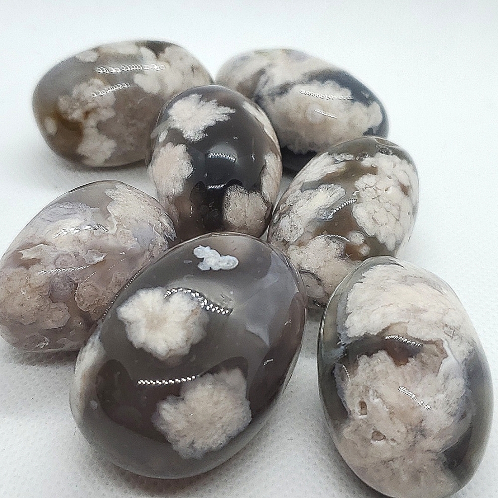 Black Flower Agate aka Sakura High Quality Tumble Stone - Picture 4 of 14